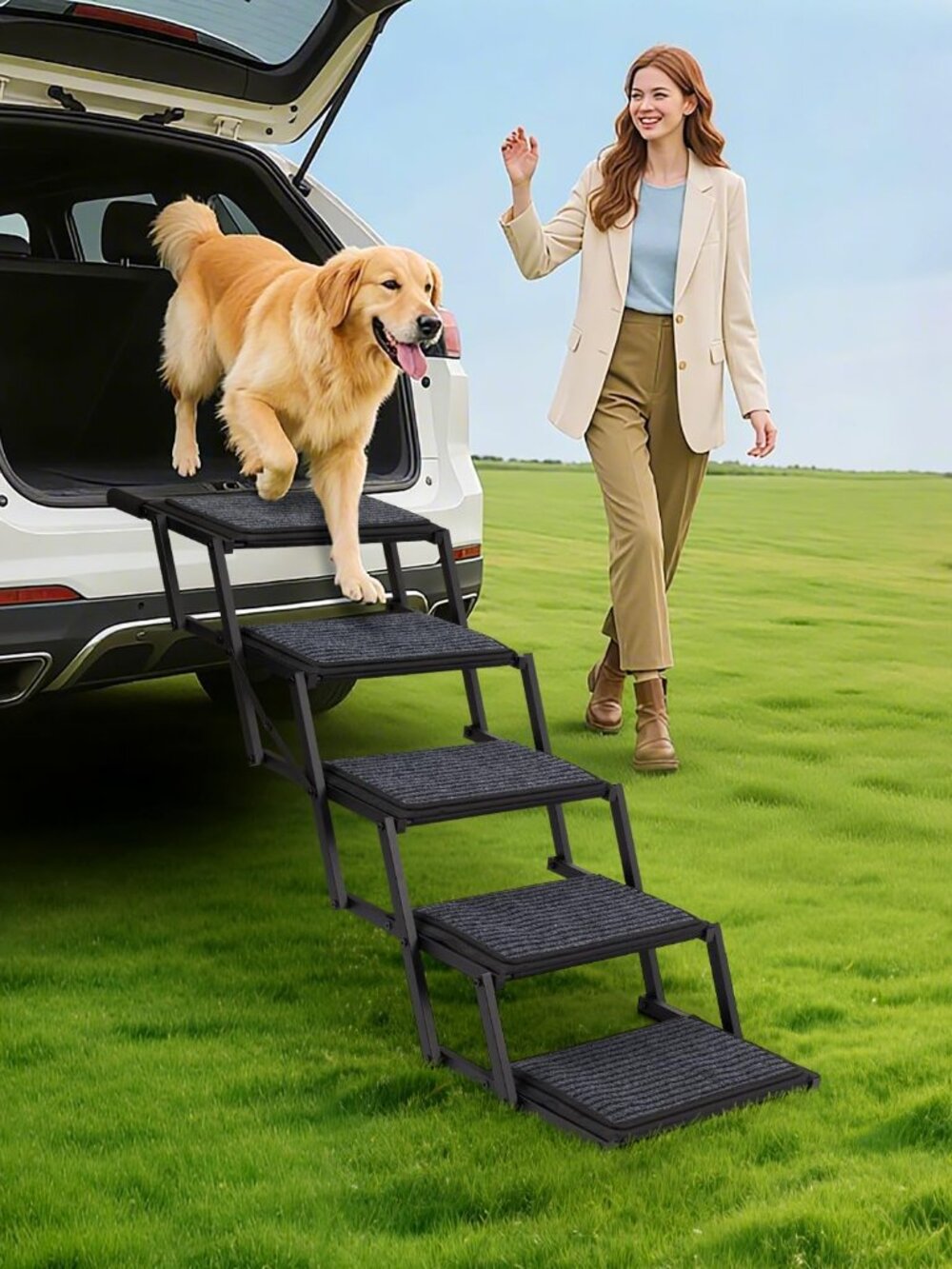 Dog Steps for Car, Truck and SUV - Foldable Pet Stairs